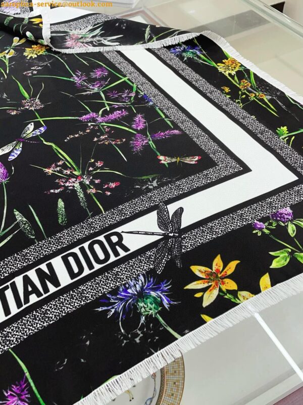 Replica Dior Herbarium 90 Square Scarf in Black Silk Twill 8