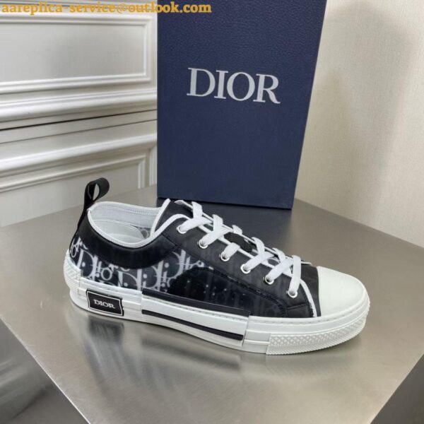 Replica Dior Men's B23 Low-top Sneakers In Black and White Oblique Canvas 10