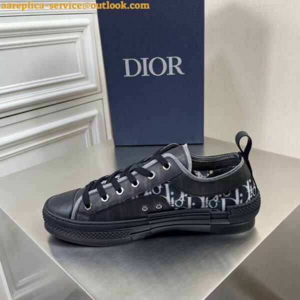 Replica Dior Men's B23 Low-top Sneakers In Black Oblique Canvas 4