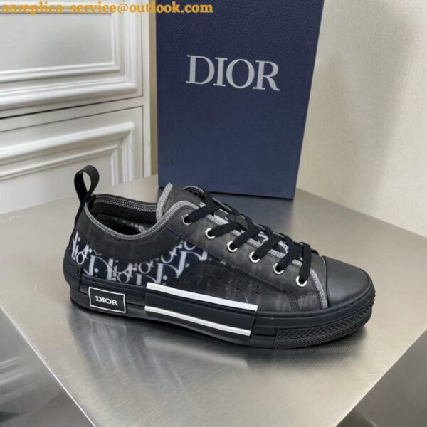 Replica Dior Men's B23 Low-top Sneakers In Black Oblique Canvas 5