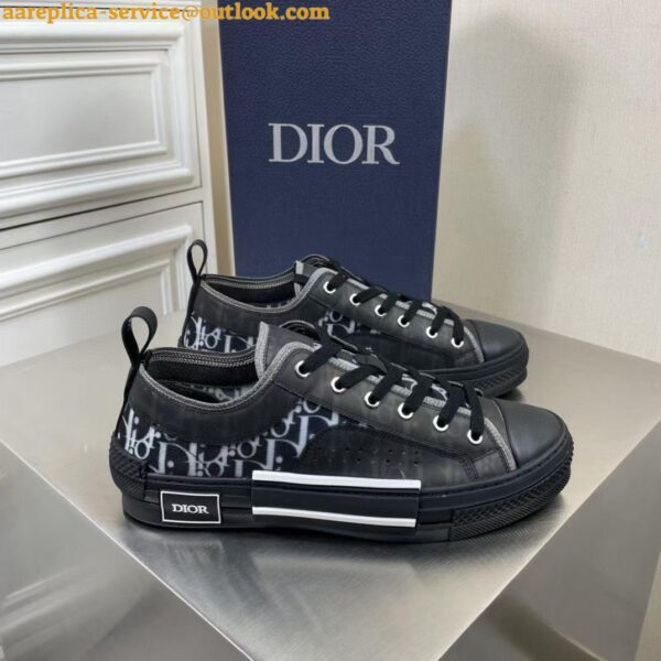 Replica Dior Men's B23 Low-top Sneakers In Black Oblique Canvas 8