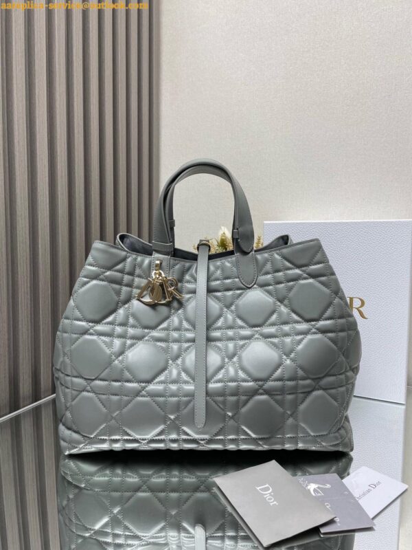 Replica Dior Toujours Large Bag in Grey Macrocannage Calfskin 7