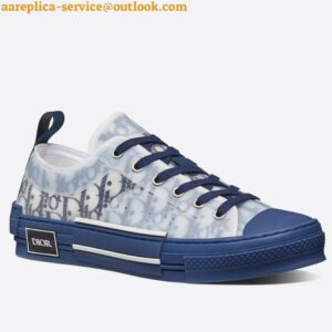 Replica Dior Men's B23 Low-top Sneakers In Blue Oblique Canvas