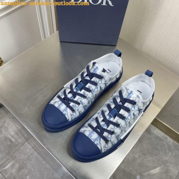 Replica Dior Men's B23 Low-top Sneakers In Blue Oblique Canvas 6