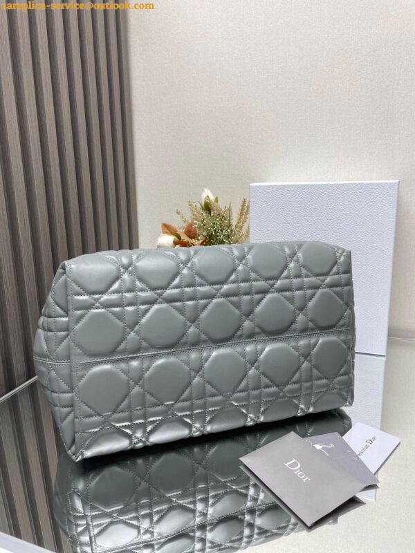 Replica Dior Toujours Large Bag in Grey Macrocannage Calfskin 12