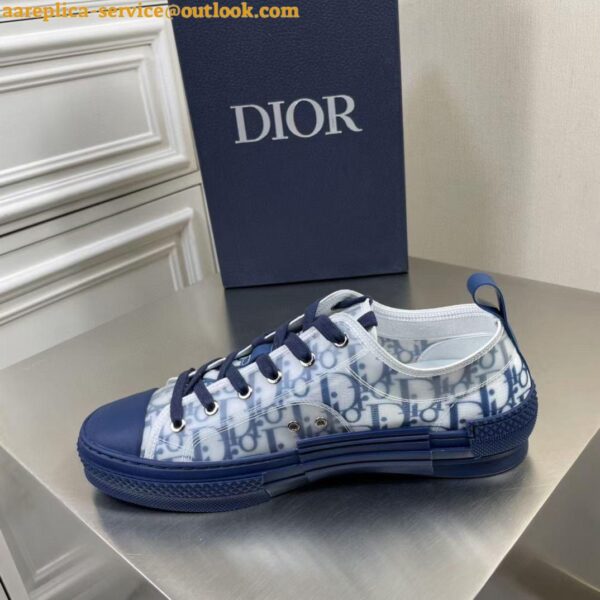 Replica Dior Men's B23 Low-top Sneakers In Blue Oblique Canvas 7