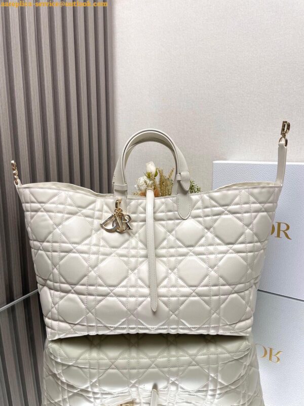 Replica Dior Toujours Large Bag in White Macrocannage Calfskin 4