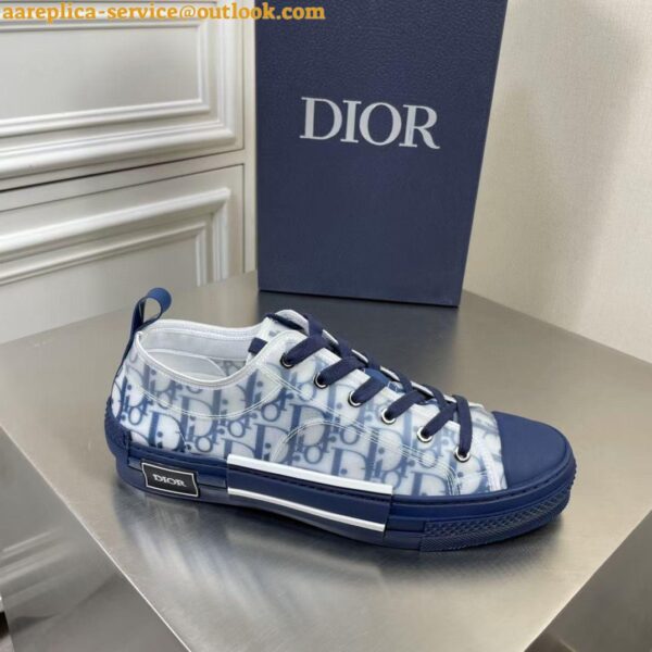 Replica Dior Men's B23 Low-top Sneakers In Blue Oblique Canvas 8