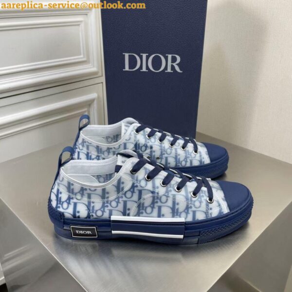 Replica Dior Men's B23 Low-top Sneakers In Blue Oblique Canvas 9