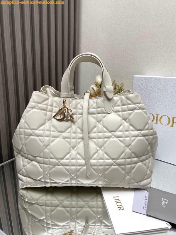 Replica Dior Toujours Large Bag in White Macrocannage Calfskin 9