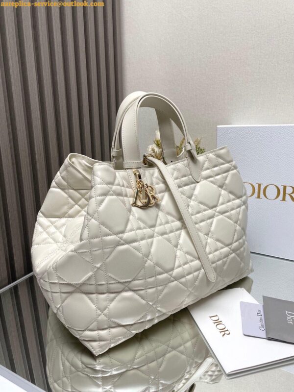 Replica Dior Toujours Large Bag in White Macrocannage Calfskin 10