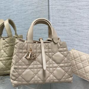 Replica Dior Toujours Medium Bag in Beige Macrocannage Calfskin 2