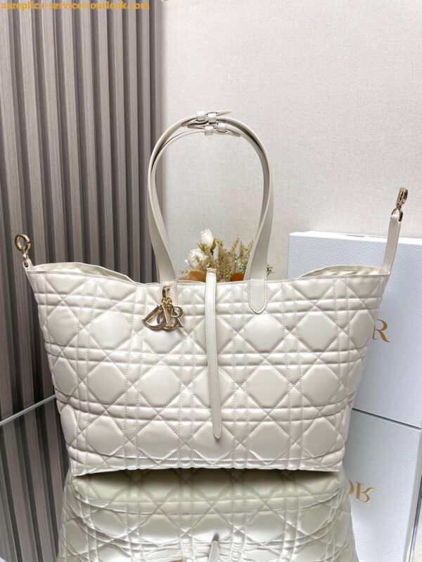 Replica Dior Toujours Large Bag in White Macrocannage Calfskin 12