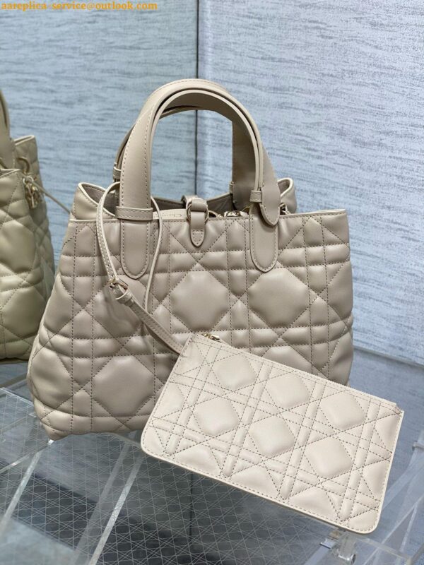 Replica Dior Toujours Medium Bag in Beige Macrocannage Calfskin 9