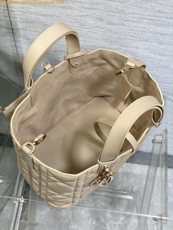 Replica Dior Toujours Medium Bag in Beige Macrocannage Calfskin 11