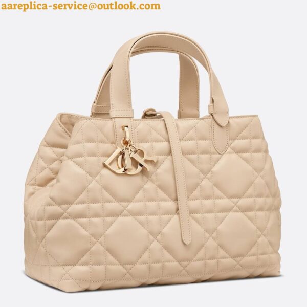 Replica Dior Toujours Medium Bag in Beige Macrocannage Calfskin 3