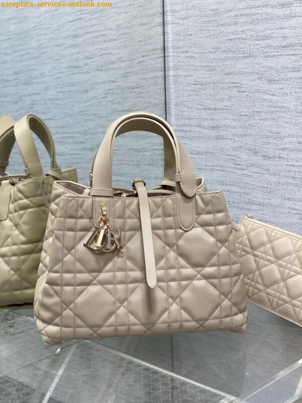 Replica Dior Toujours Medium Bag in Beige Macrocannage Calfskin 10