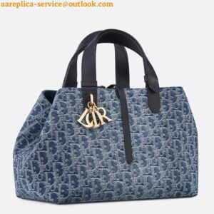 Replica Dior Toujours Medium Bag in Blue Denim Oblique Jacquard