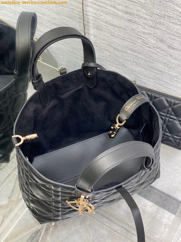 Replica Dior Toujours Medium Bag in Black Macrocannage Calfskin 11