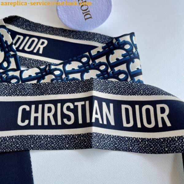 Replica Dior Oblique Mitzah Scarf in Blue Silk Twill 8