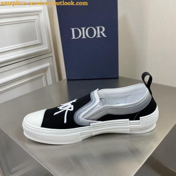 Replica Dior Men's B23 Slip-On Sneakers In Black Shawn Canvas 3