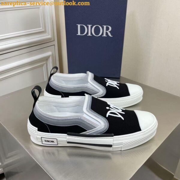 Replica Dior Men's B23 Slip-On Sneakers In Black Shawn Canvas 9