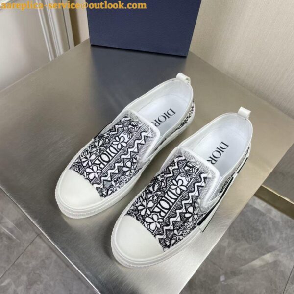 Replica Dior Men's B23 Slip-On Sneakers In Canvas with Shawn Embroidery 3