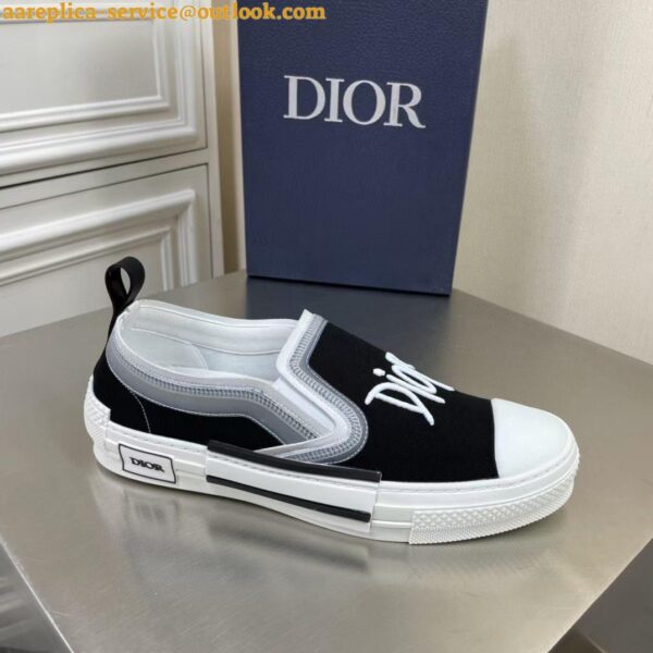 Replica Dior Men's B23 Slip-On Sneakers In Black Shawn Canvas 11