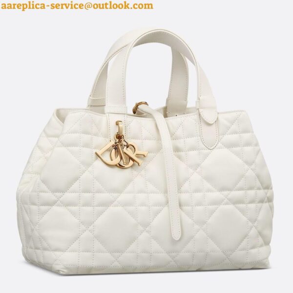 Replica Dior Toujours Medium Bag in White Macrocannage Calfskin 3