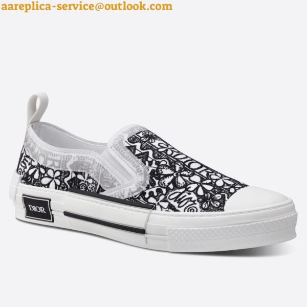 Replica Dior Men's B23 Slip-On Sneakers In Canvas with Shawn Embroidery 7