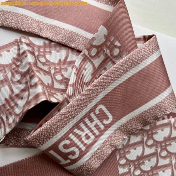 Replica Dior Oblique Mitzah Scarf in Pink Silk Twill 8