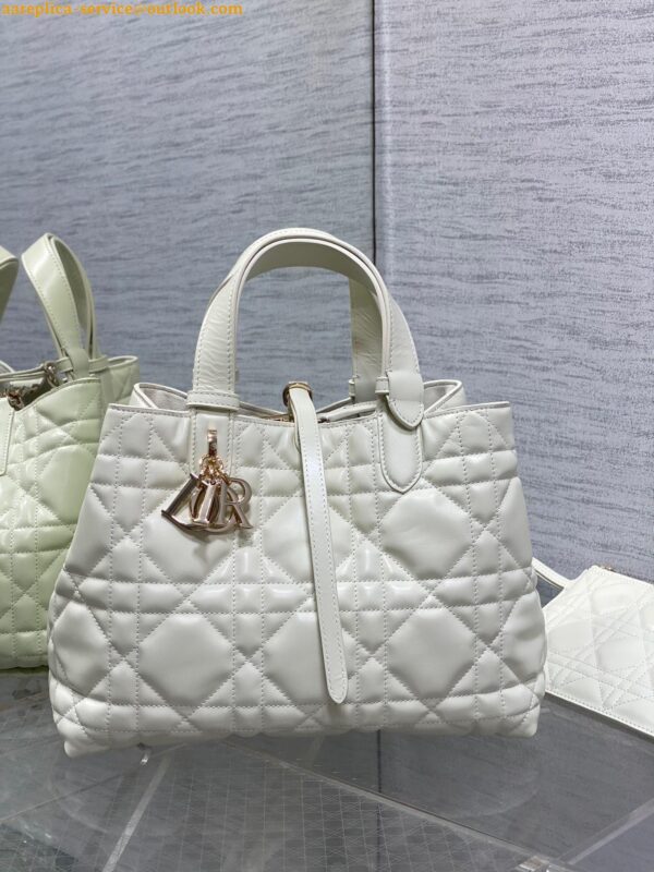 Replica Dior Toujours Medium Bag in White Macrocannage Calfskin 5