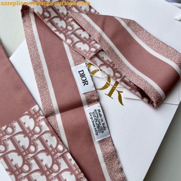 Replica Dior Oblique Mitzah Scarf in Pink Silk Twill 10