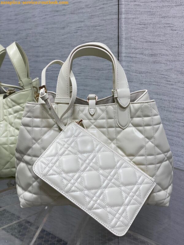 Replica Dior Toujours Medium Bag in White Macrocannage Calfskin 7