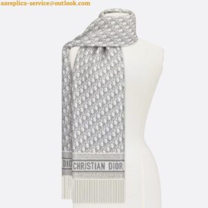 Replica Dior Oblique Scarf In Grey Cashmere