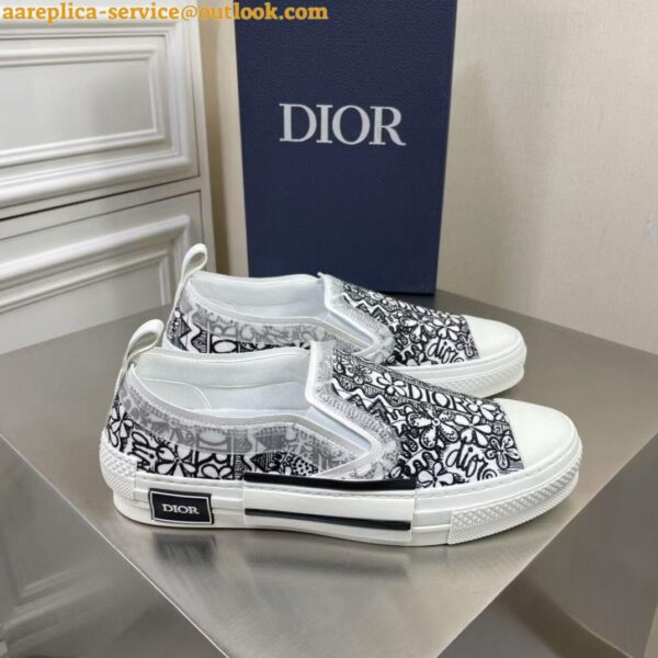 Replica Dior Men's B23 Slip-On Sneakers In Canvas with Shawn Embroidery 11