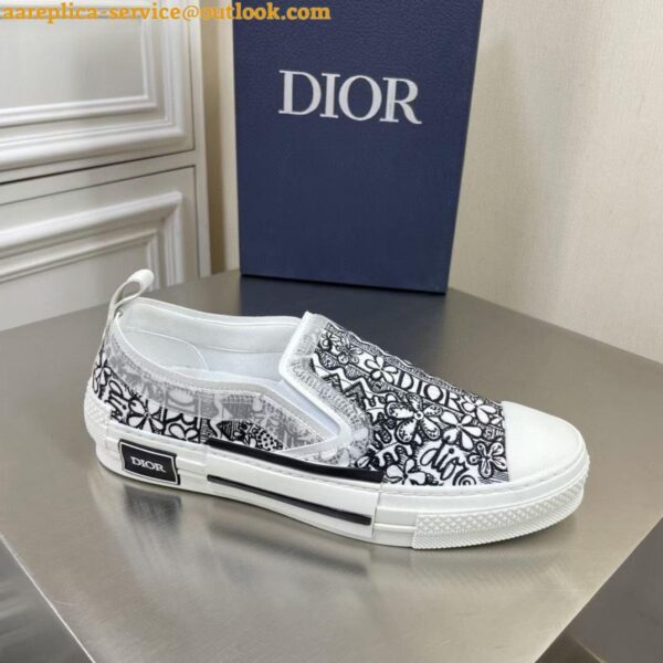 Replica Dior Men's B23 Slip-On Sneakers In Canvas with Shawn Embroidery 13