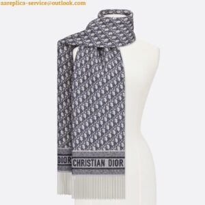 Replica Dior Oblique Scarf In Navy Blue Cashmere