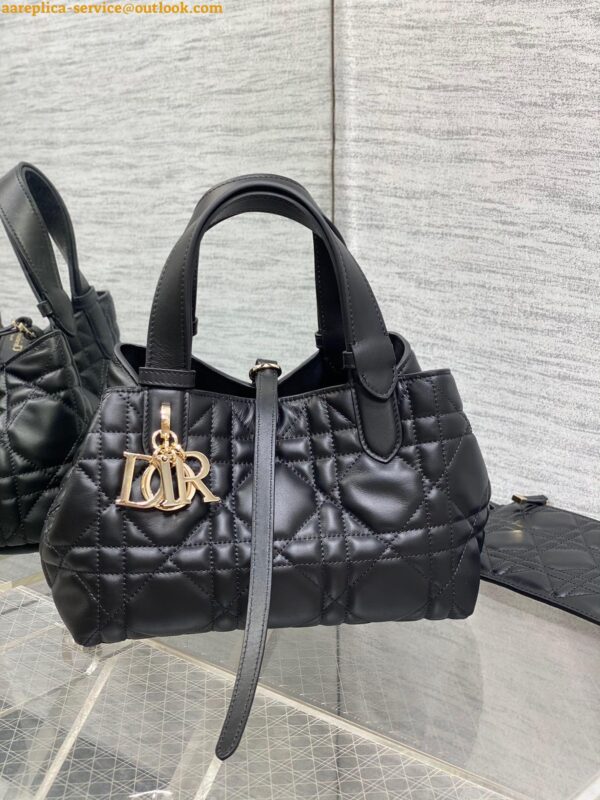 Replica Dior Toujours Small Bag in Black Macrocannage Calfskin 10