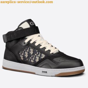 Replica Dior Men's B27 High-top Sneakers In Black Calfskin