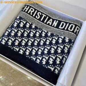 Replica Dior Oblique Scarf In Navy Blue Technical Cashmere 2