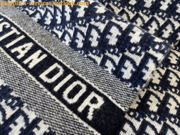 Replica Dior Oblique Scarf In Navy Blue Technical Cashmere 3