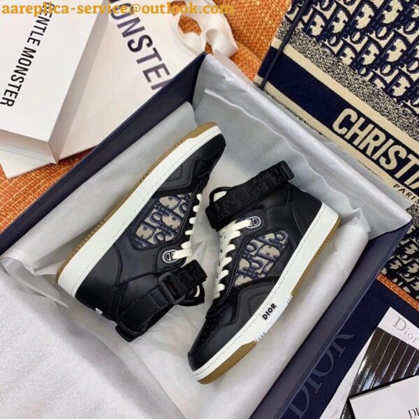 Replica Dior Men's B27 High-top Sneakers In Black Calfskin 10