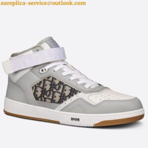 Replica Dior Men's B27 High-top Sneakers In Grey Calfskin