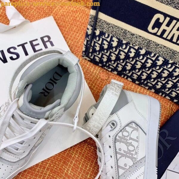 Replica Dior Men's B27 High-top Sneakers In White Calfskin 3
