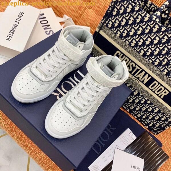 Replica Dior Men's B27 High-top Sneakers In White Calfskin 4