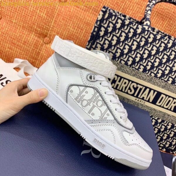 Replica Dior Men's B27 High-top Sneakers In White Calfskin 5