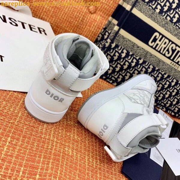 Replica Dior Men's B27 High-top Sneakers In White Calfskin 6