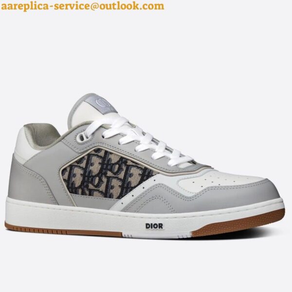 Replica Dior Men's B27 Low-top Sneakers In Grey Calfskin 3