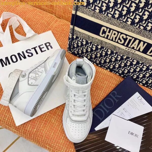 Replica Dior Men's B27 High-top Sneakers In White Calfskin 9
